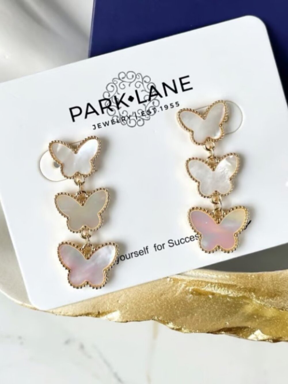 Park Lane Pink Lilly sparkle Box  Butterfly Earrings